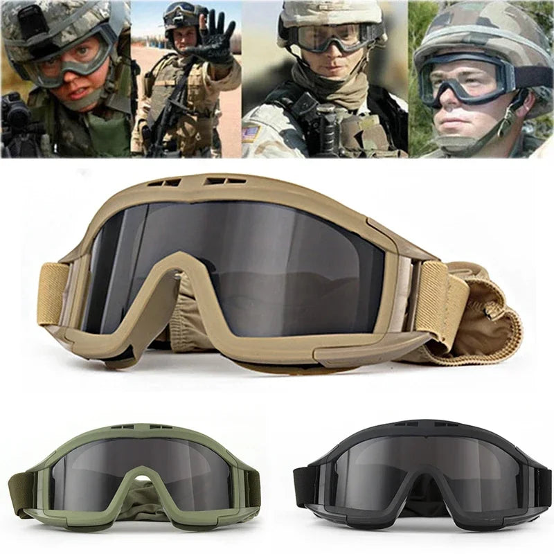 1Pair of Tactical Goggles Retro Cool Motorcycle Windproof Dustproof Safety Glasses