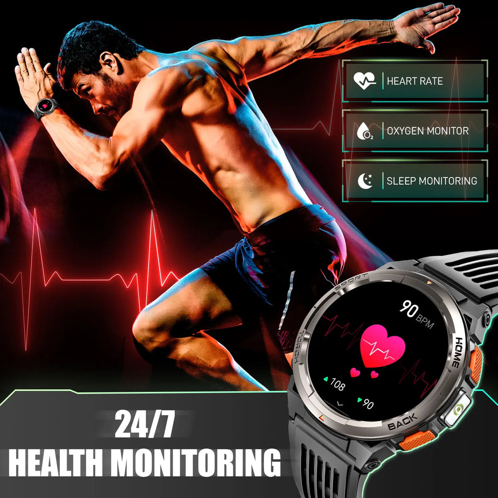 1.45 Inch Smart Watch Waterproof Original Design Sports  LED Flashlight
