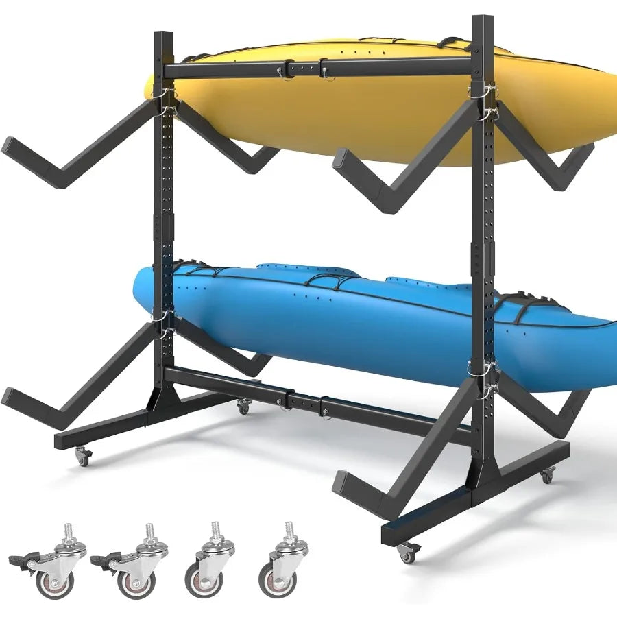 Freestanding Adjustable Kayak Storage Rack With Wheels