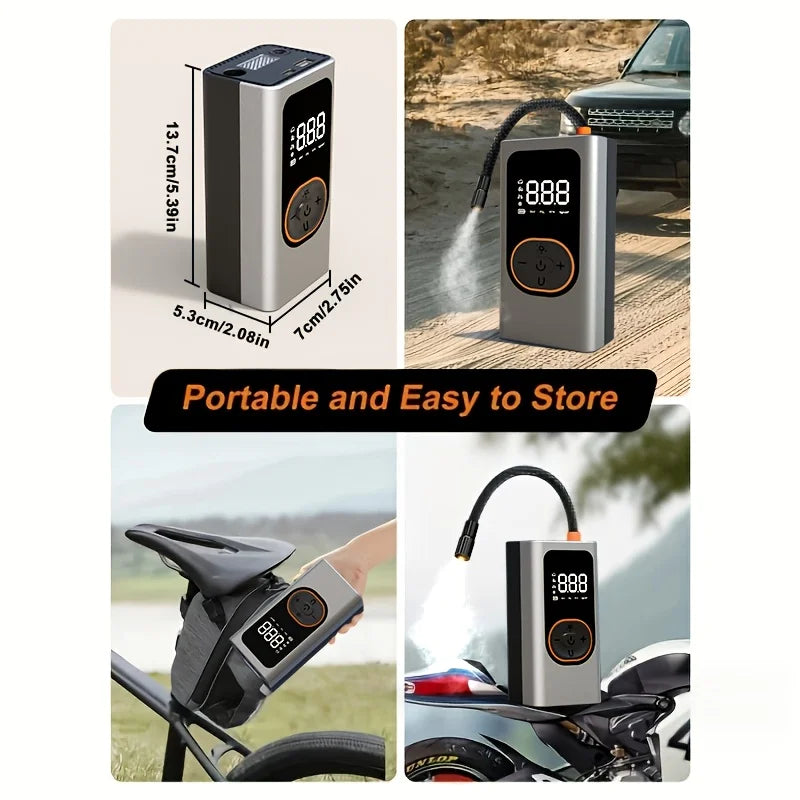Multifunction Digital Air Pump, Portable Tire Inflator  Balls, Boats, Camping