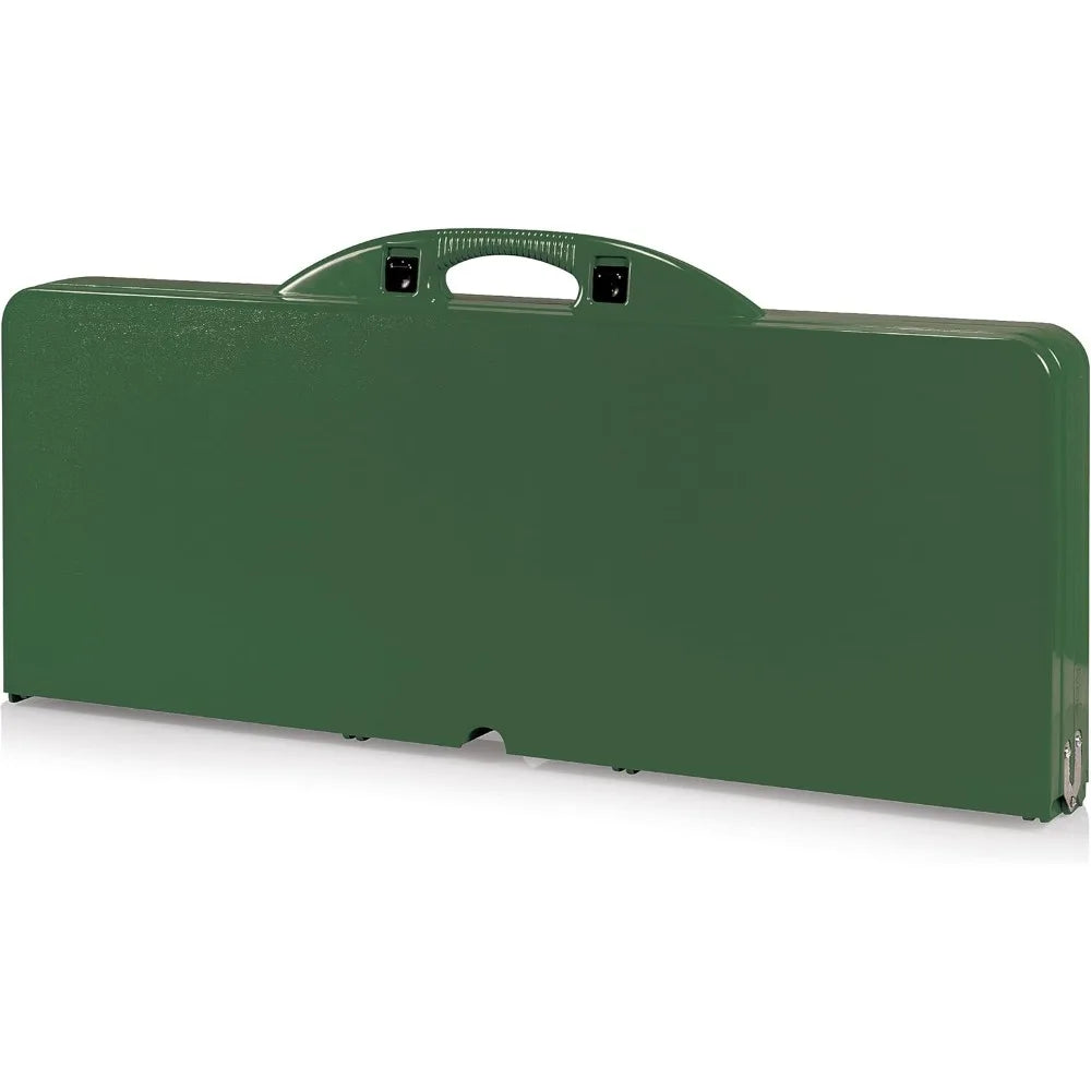 Portable Folding Picnic Table with Seats for 4, Collapsible Aluminum Table with Benches & Umbrella Hole, Lightweight