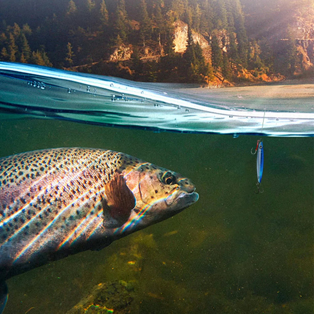 Metal Jig Fishing Lure Fast Sinking Artificial Bait Trout Jigging Lure Saltwater Lures for Sea Fishing and Boat Fishing