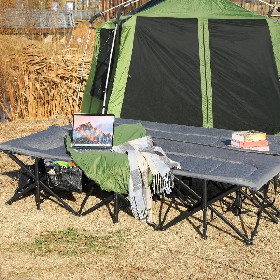 2 Person Extra Wide Camping Cots for Adults 500lbs XXXL Cots Portable for Indoor Office
