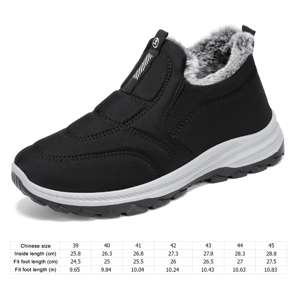 Warm Walking Shoes Lightweight Thermal Ankle Boots Comfortable Slip On Sneakers Winter Thick Fur Shoes for Travel Hiking
