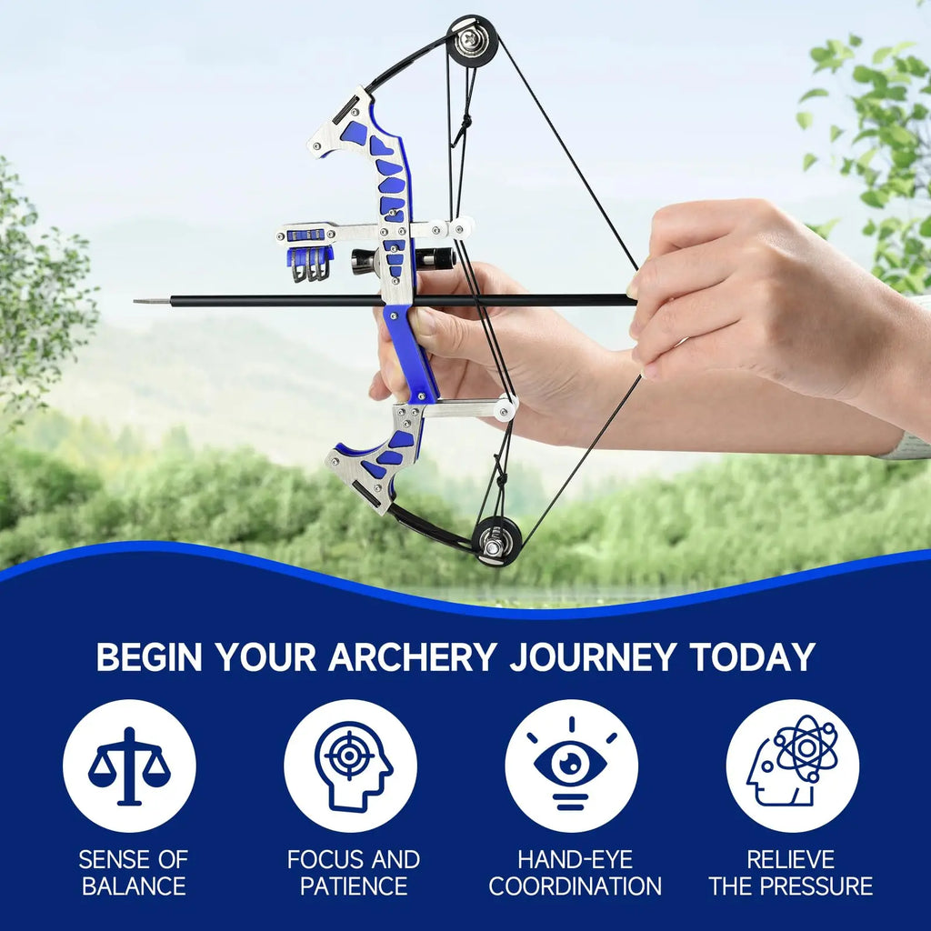 Mini Archery Bow Set 9.8" Mini Compound Bow Mini Hunting Bow Left and Right-Handed General Metal Material Catapult for Shooting