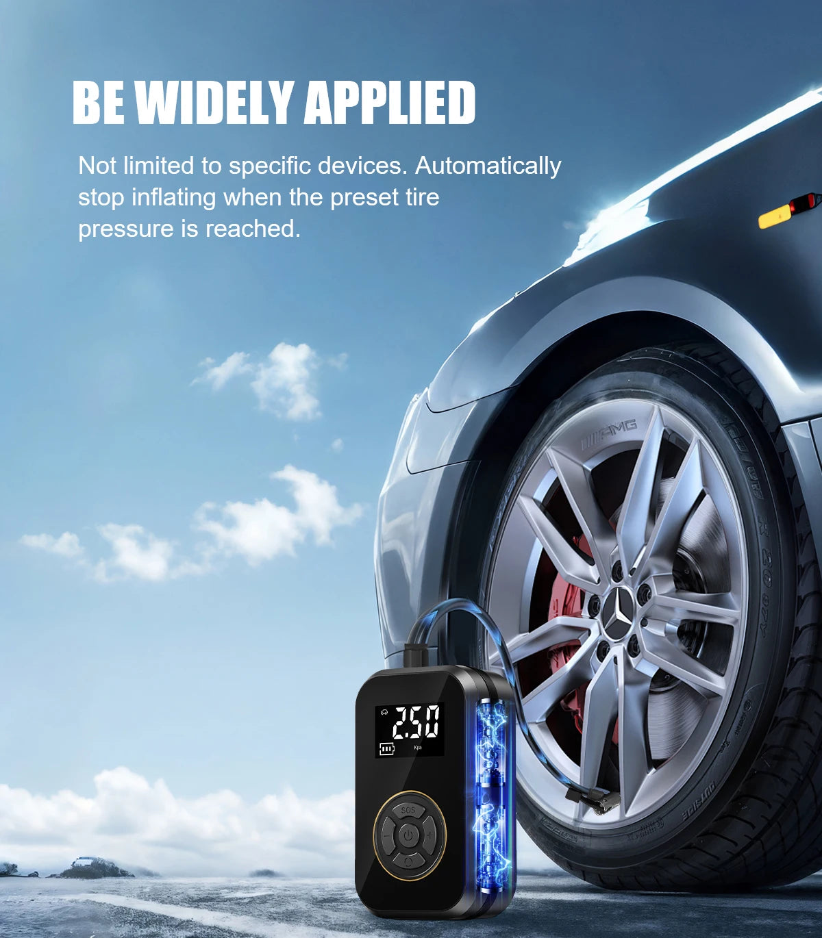 Multifunction Digital Air Pump, Portable Tire Inflator  Balls, Boats, Camping