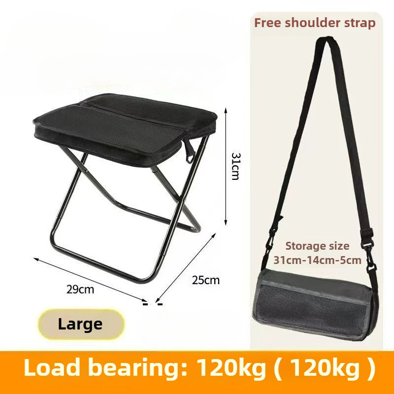 Folding Backpack Stool Sturdy Strong Load-bearing Fishing Folding Chair Crossbody Handbag Style Pencil Case Stool Portable