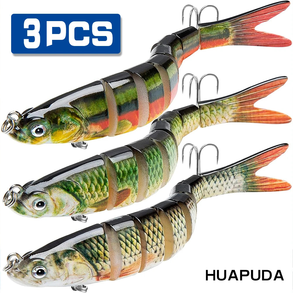 3 Pieces Freshwater and Saltwater Fishing Lures Realistic Bass Trout Crappie Swim Bait, Fishing Lure Set