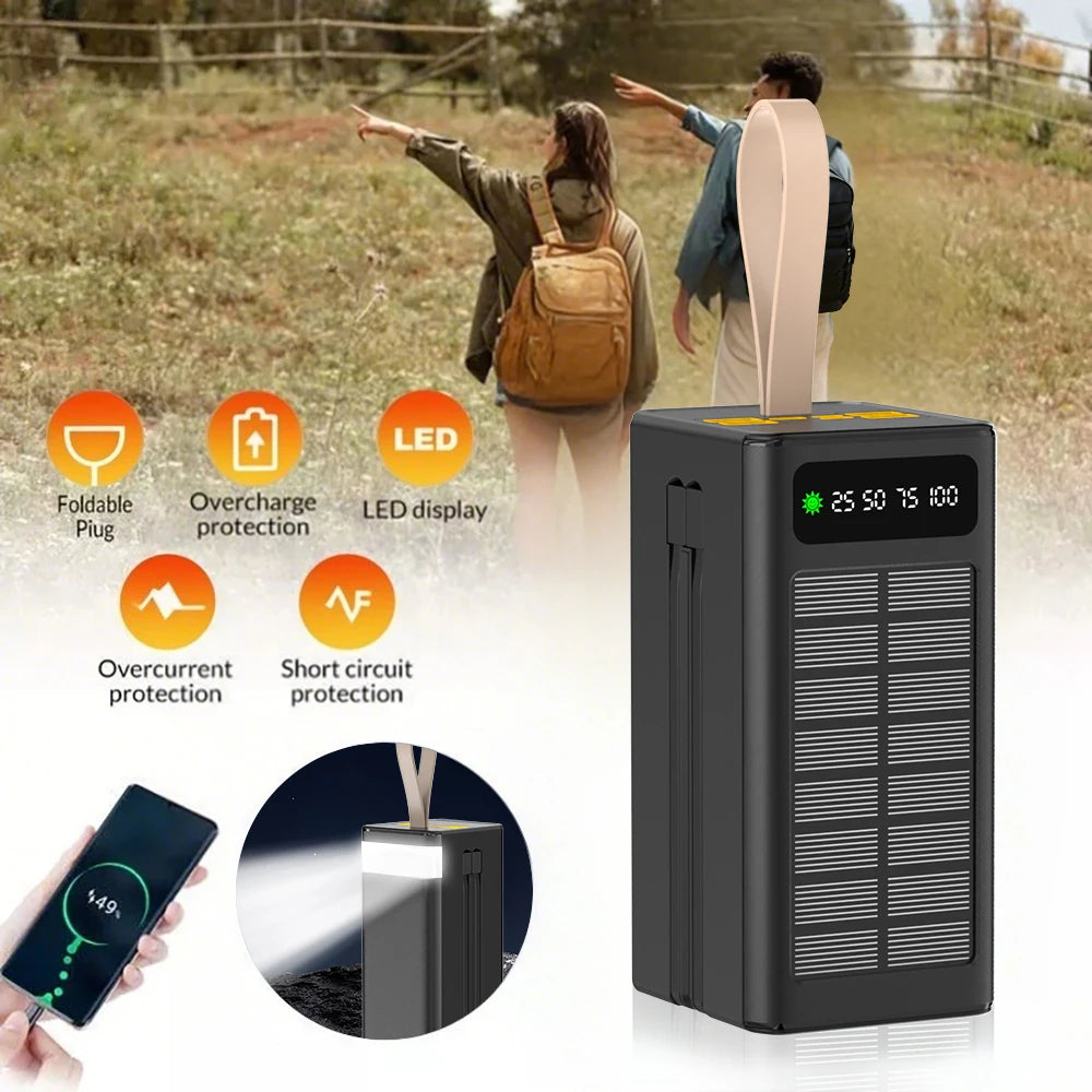 60000mAh large-capacity hanging solar charger, with LED power indicator, 7 input/output ports. Highly recommended