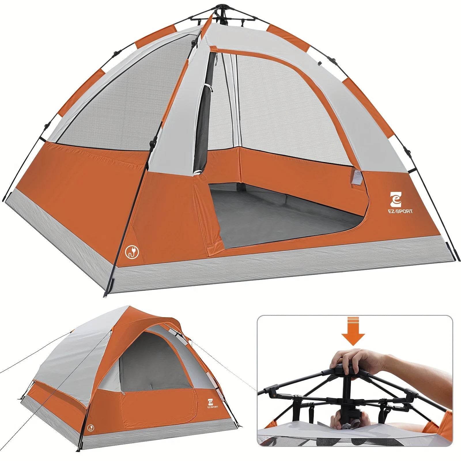 Pop Up Camping Tent - 4 Person Instant Easy Set Up Tent with Removable Rain Fly