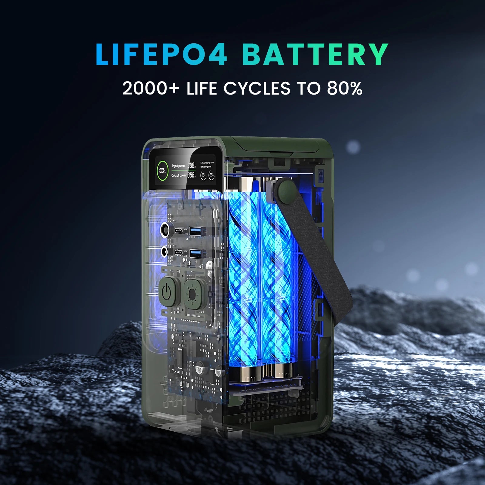 CTOLITY 192Wh Camping Power Station 200W Power Bank 60000mAh LiFePo4 Portable Charger Battery Outdoor Solar Generator Supply