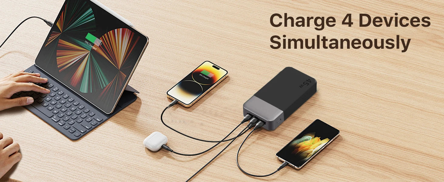 20000mah Power Bank 45W Fast Charging Battery Pack with LED Display for iPhone Android Laptop