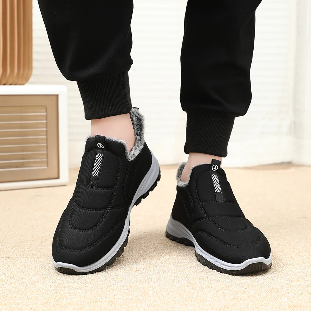 Warm Walking Shoes Lightweight Thermal Ankle Boots Comfortable Slip On Sneakers Winter Thick Fur Shoes for Travel Hiking