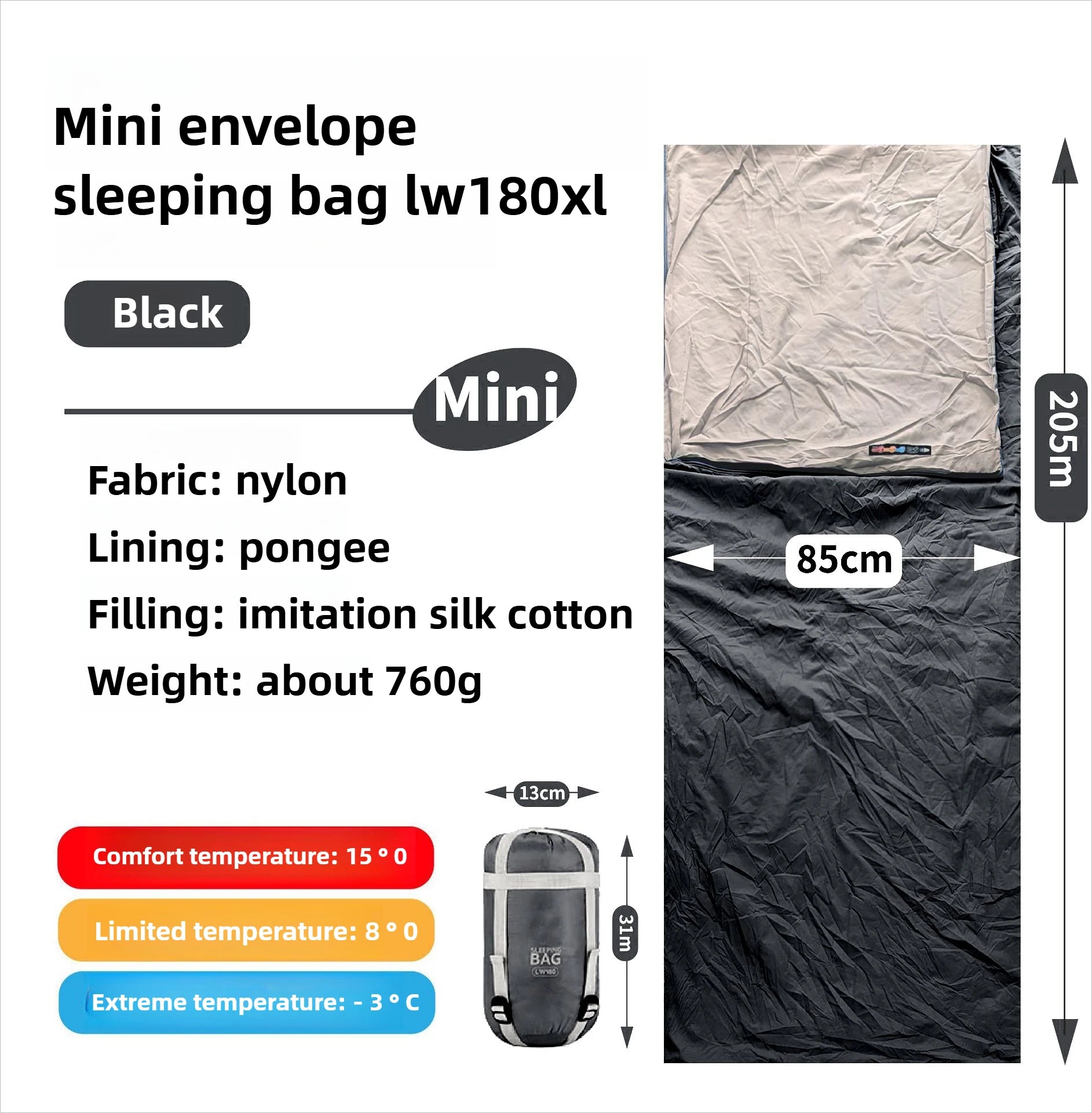 Mini Adult Sleeping Bag Travel Mountaineering Outdoor Camping Down Cotton Dirty