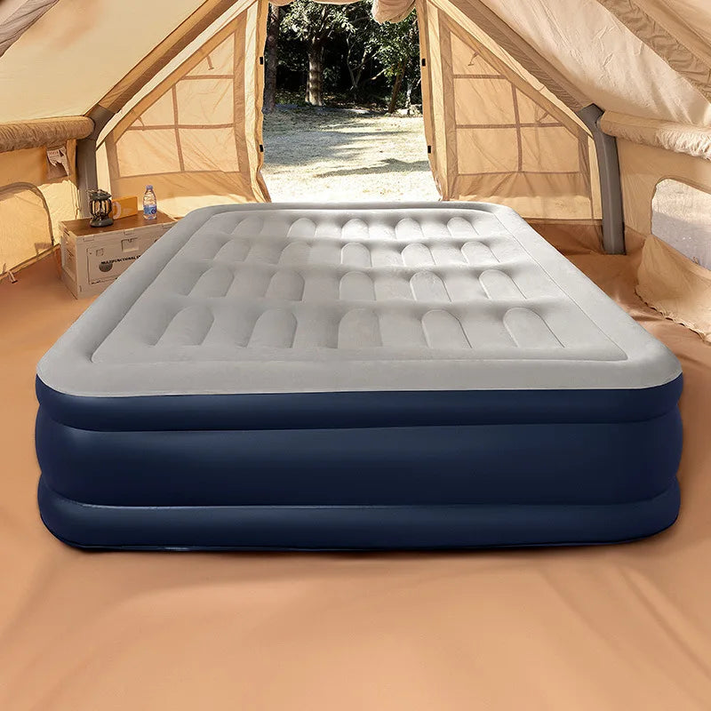 Air Mattress With Electric Air Pump Foldable Inflatable Mattress Mat With Soft Flocked Top