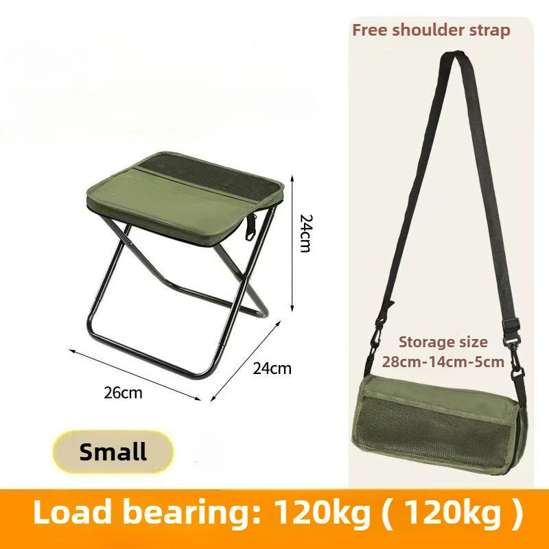 Folding Backpack Stool Sturdy Strong Load-bearing Fishing Folding Chair Crossbody Handbag Style Pencil Case Stool Portable