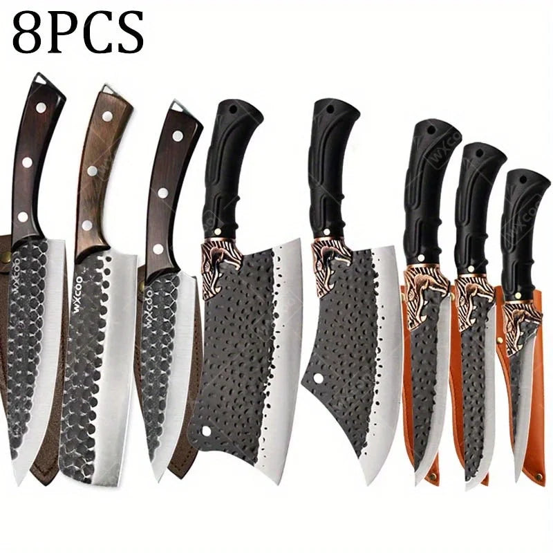 8PCS Professional Kitchen Chef Knife Set Stainless Steel Forged