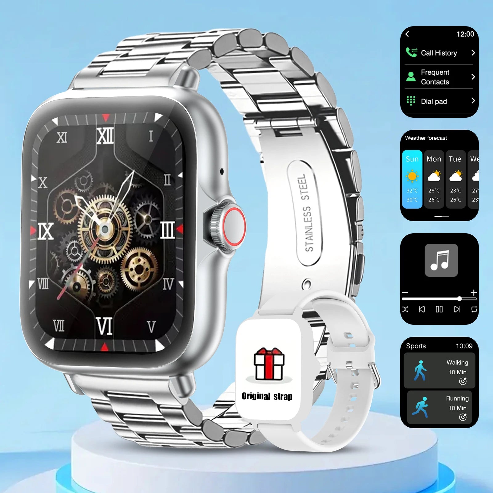 Smart watch with full touch screen, call, message reminder