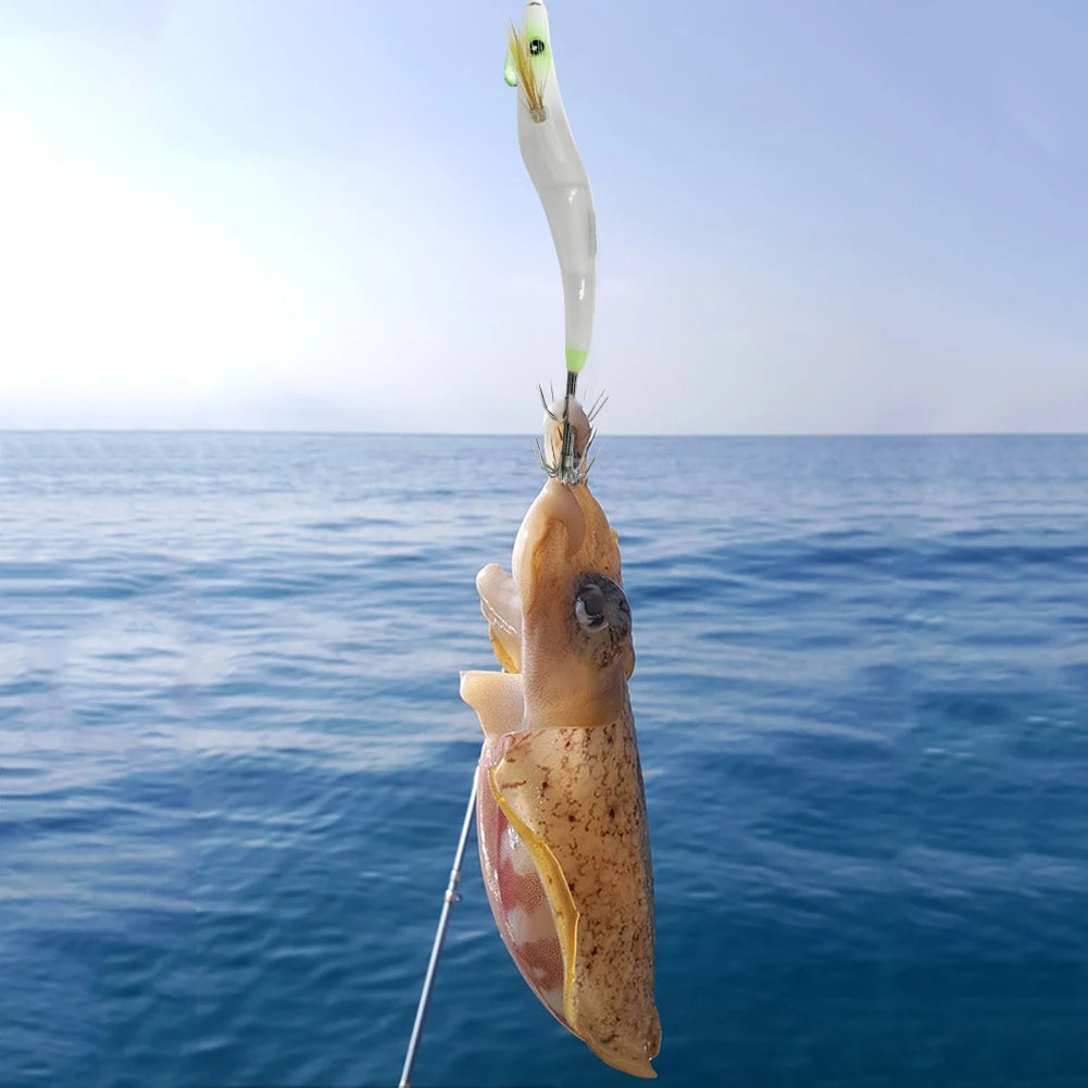 Luminous Lure Hard Shrimp Bait Simulation with Squid Jig Hook