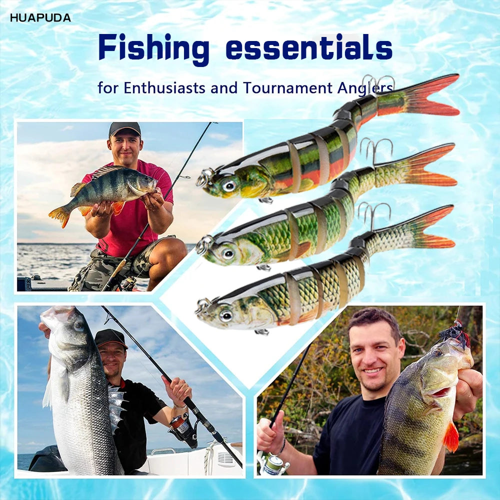 3 Pieces Freshwater and Saltwater Fishing Lures Realistic Bass Trout Crappie Swim Bait, Fishing Lure Set