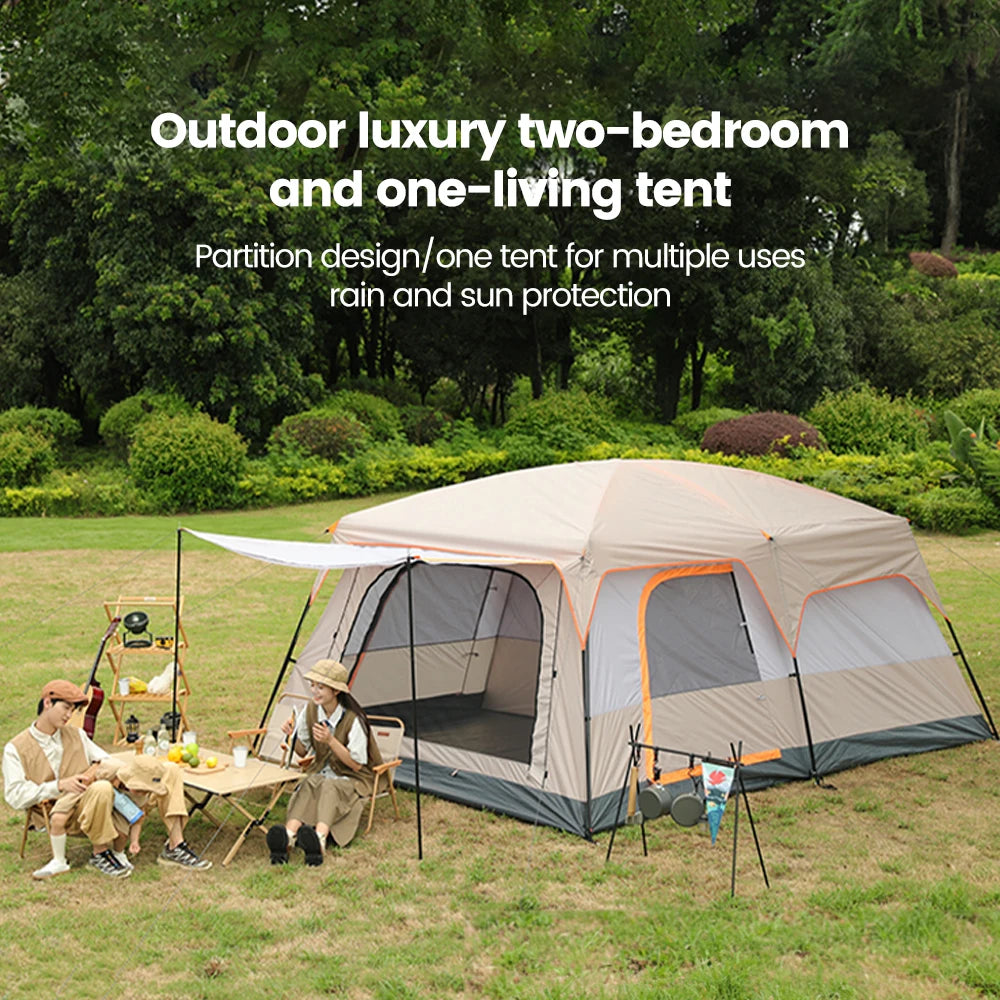 8-12 Person 2 Room Windproof with Sun Protection Mosquito Net Camping Tent for 4 Season