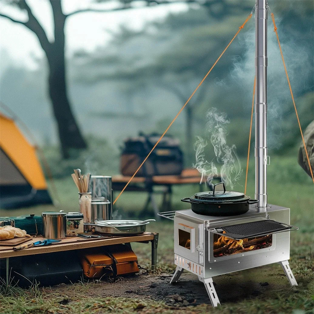 Hot Tent Stove, Wood Burning Stove, , 6 Stainless Chimney Pipes