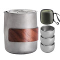 Camping Tableware Set Lightweight Titanium Coffee Pot Tea Kettle Outdoor Camping Kettle Set 3 Cups Tea Set For Hiking Picnic