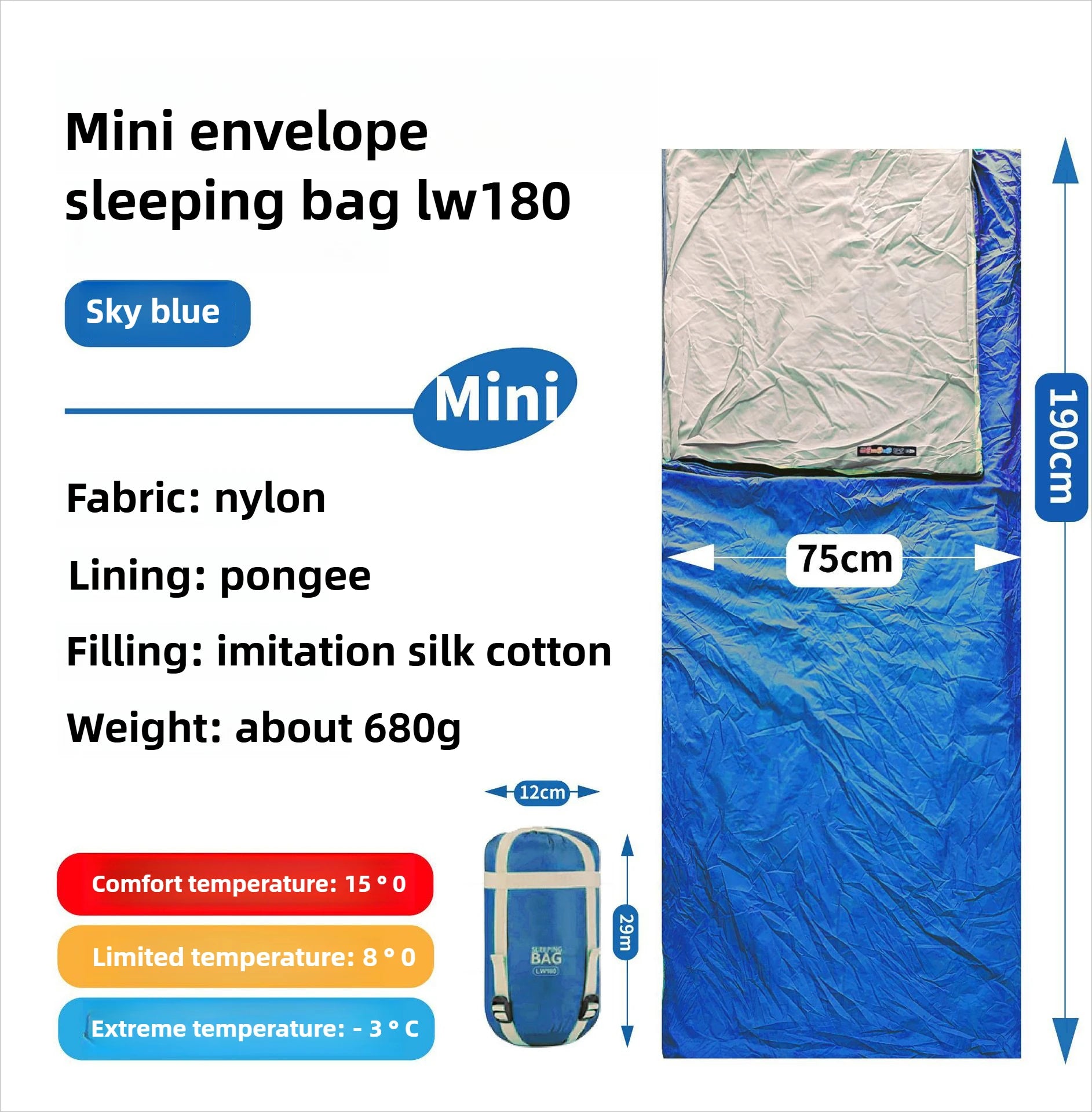 Mini Adult Sleeping Bag Travel Mountaineering Outdoor Camping Down Cotton Dirty