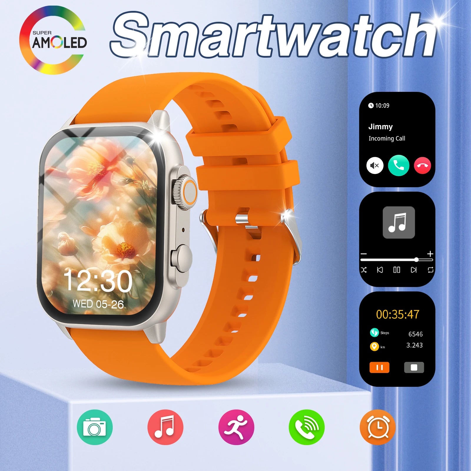 Smart watch, wireless calling, message reminder, multi-sport LED HD screen,