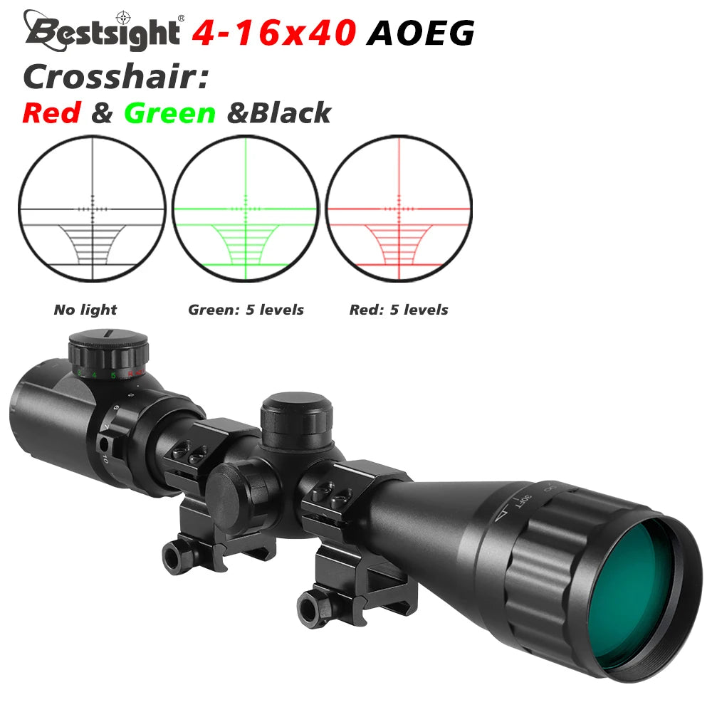 4-16X40 AOE Optics Hunting Riflescope Red&Green Dot Illuminated Sight Airsoft Rifle