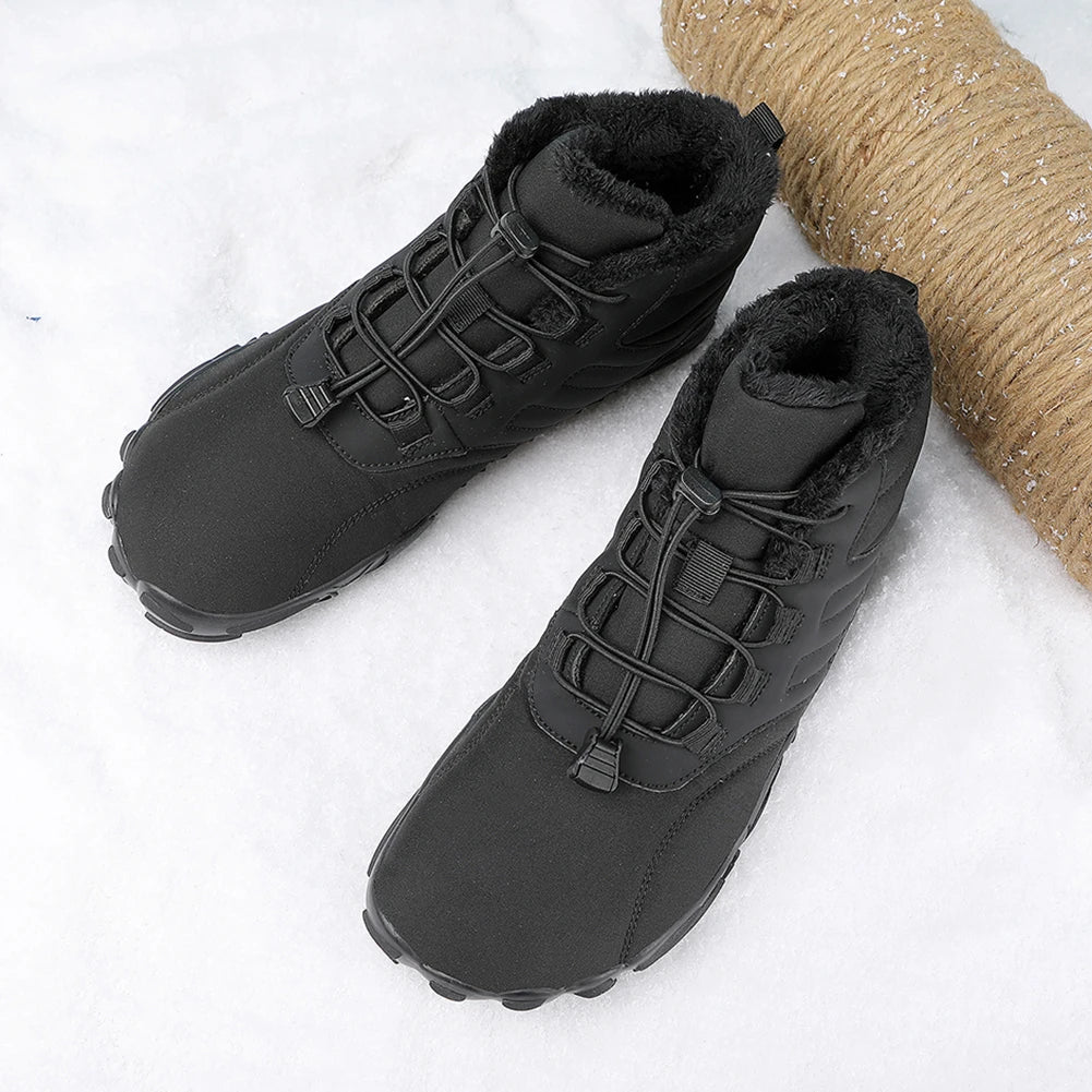 Winter Warm Running Barefoot Shoes Women Men Rubber High Ankle Boots Waterproof Non-Slip Breathable for Trekking Climbing