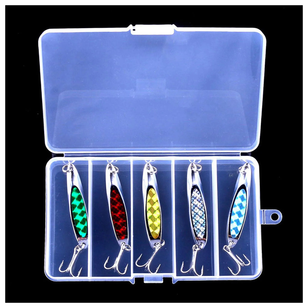 7cm Metal Casting Spoon Lure hooks with box Sequin lure fishhooks for Saltwater Fishing Long Distance Casting Shiny Bait