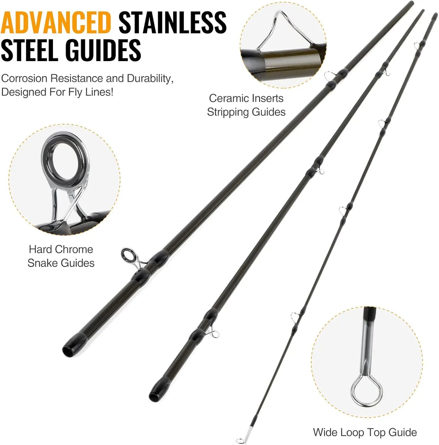 Lightweight 4-Piece Graphite Fly Fishing Rod & Reel Combo Starter Kit