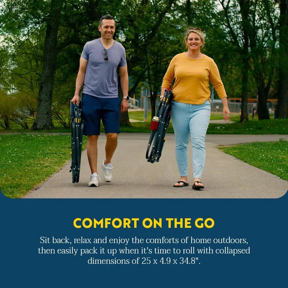 Side Table Camping Rocking Chair, Portable Folding with Armrests, Drink Holder & Comfortable Backrest