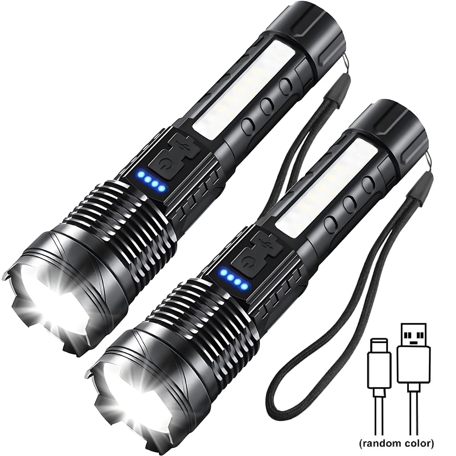 Rechargeable LED Flashlights, Super Bright Handheld Flashlight, 7 Modes with COB Work Light