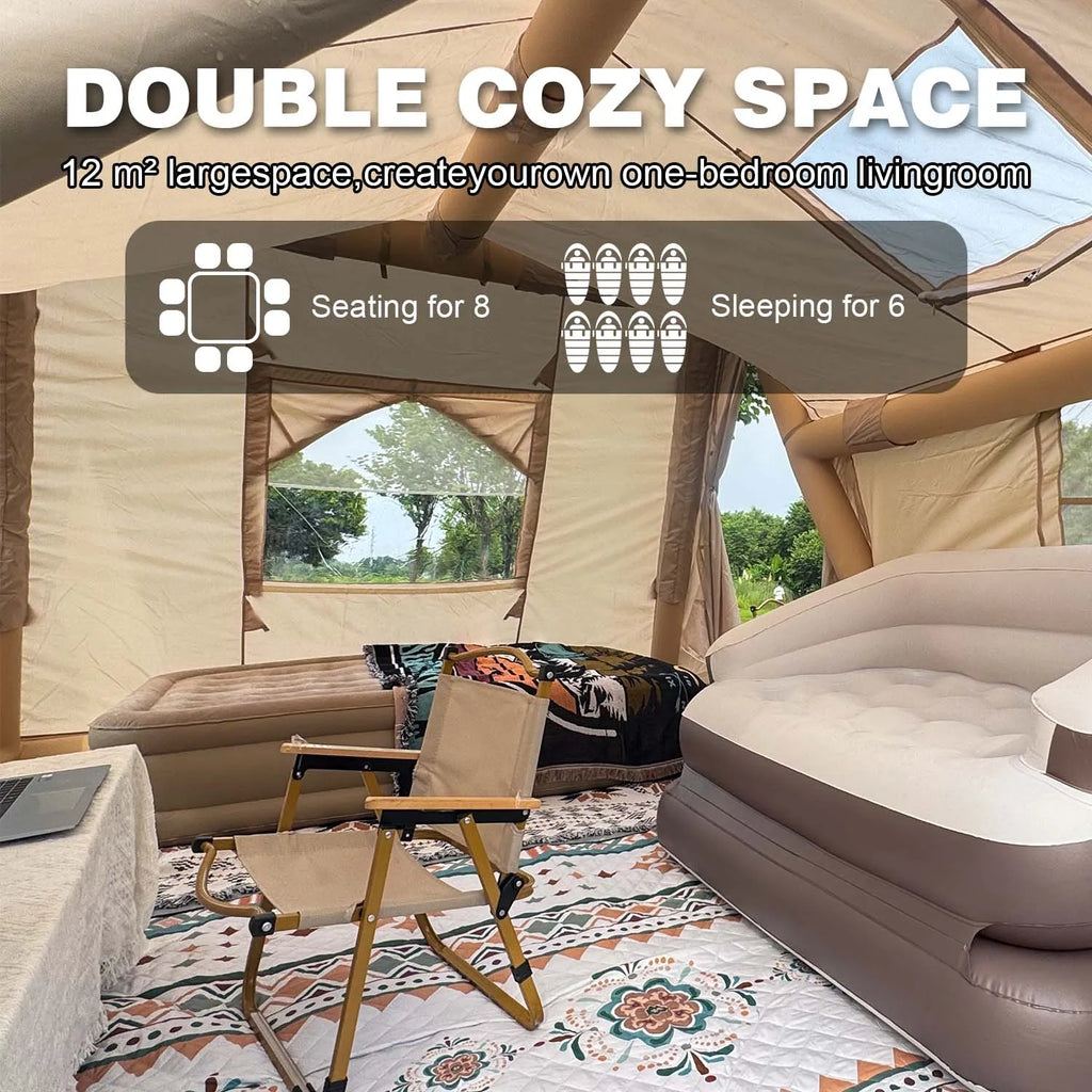 Inflatable Tent for 8-10 Person - 135 SQFT Cabin Tents for Camping Instant Setup