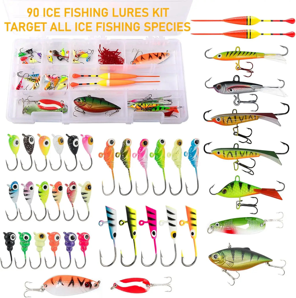 Ice Fishing Rod Reel Combo Kit with Backpack Seat and Lures