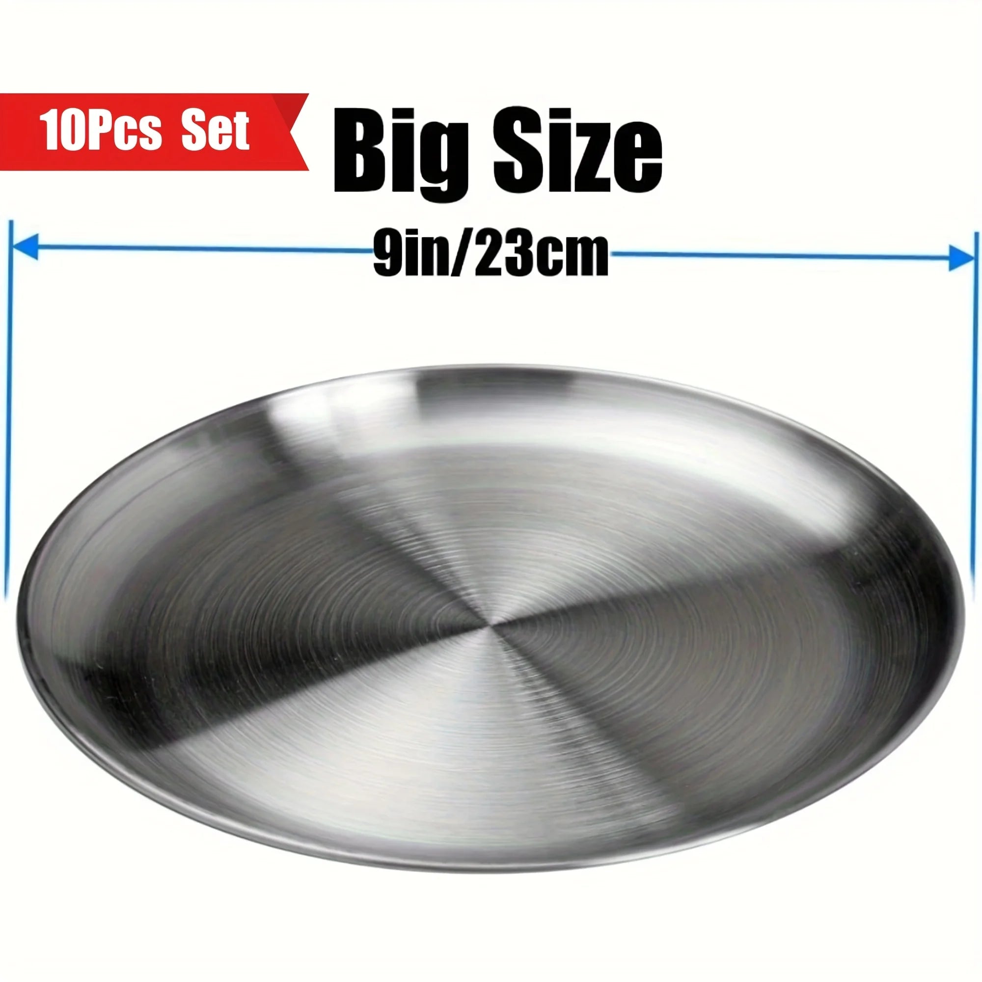 10pcs 304 Stainless Steel Dinner Plates,