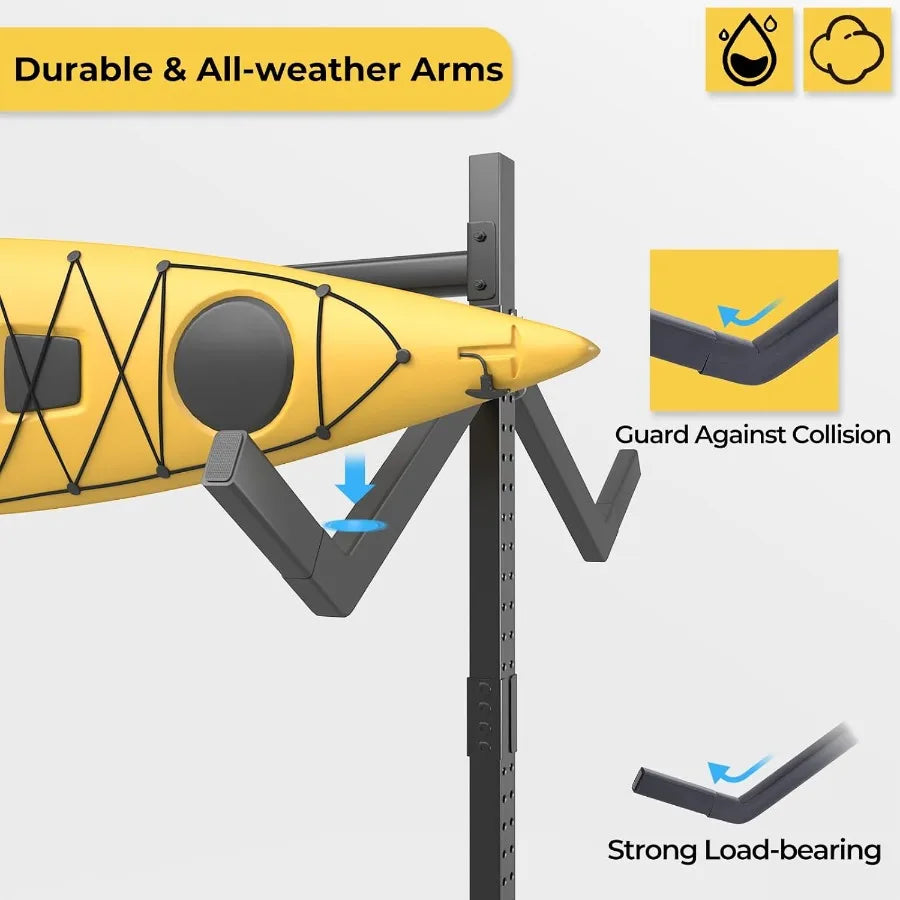 Freestanding Adjustable Kayak Storage Rack With Wheels