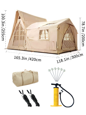 Inflatable Tent for 8-10 Person - 135 SQFT Cabin Tents for Camping Instant Setup